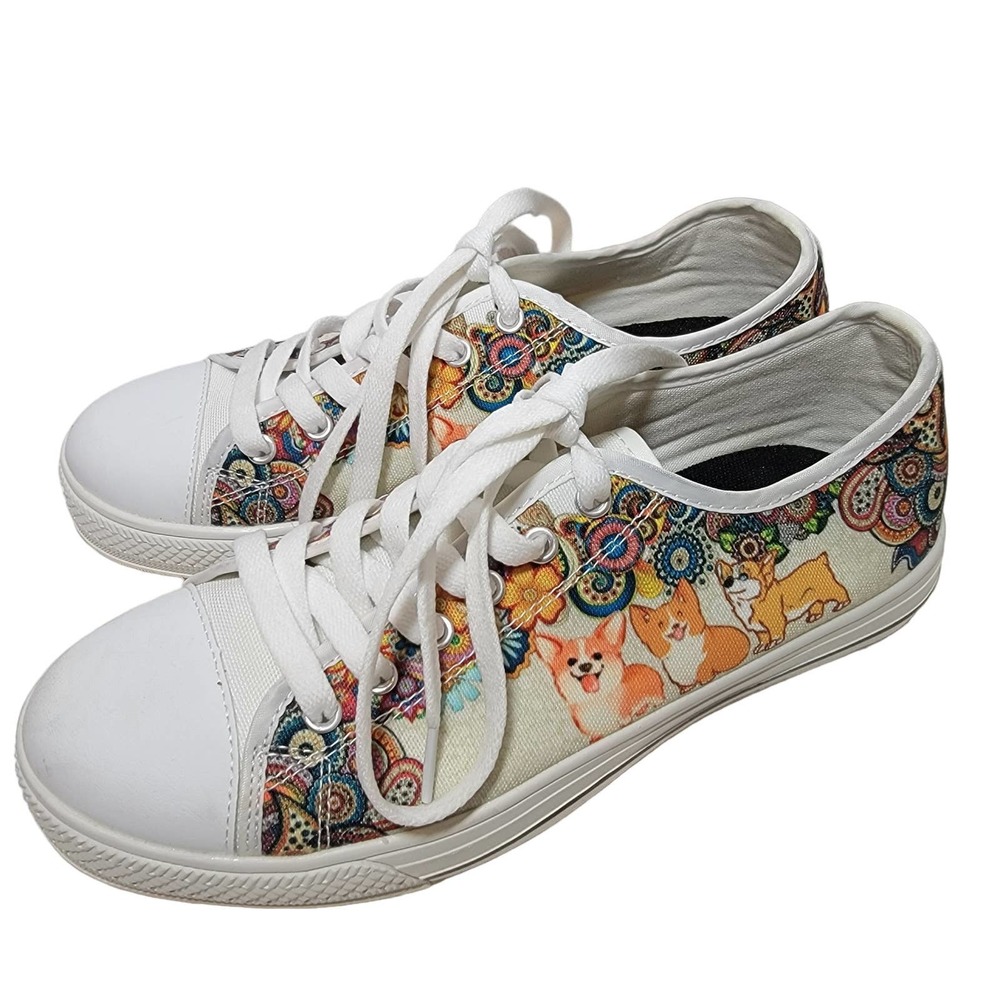 Corgi Sneakers 7 Dog Casual Puppy Tennis Shoes Floral